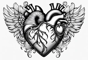 heart with four kids tattoo idea