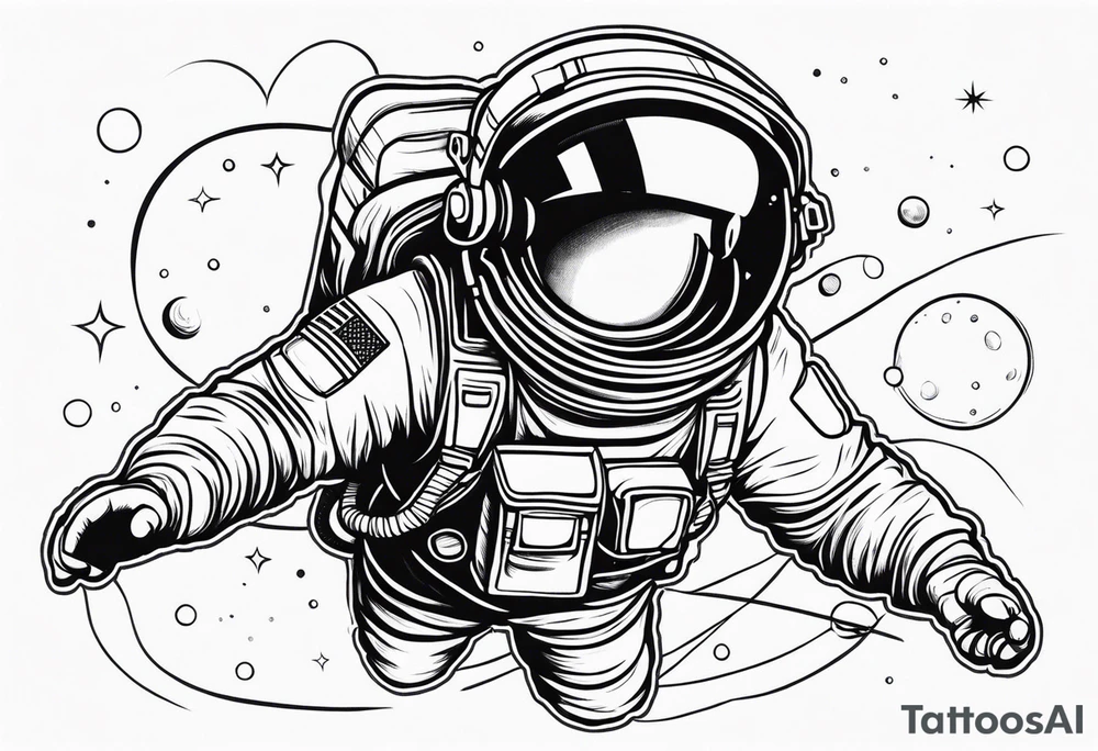 Astronaut floating in space without a helmet tattoo idea Astronaut floating in space without a helmet tattoo idea