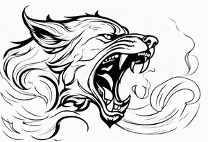 shadow beast with mouth open and smoke coming out tattoo idea