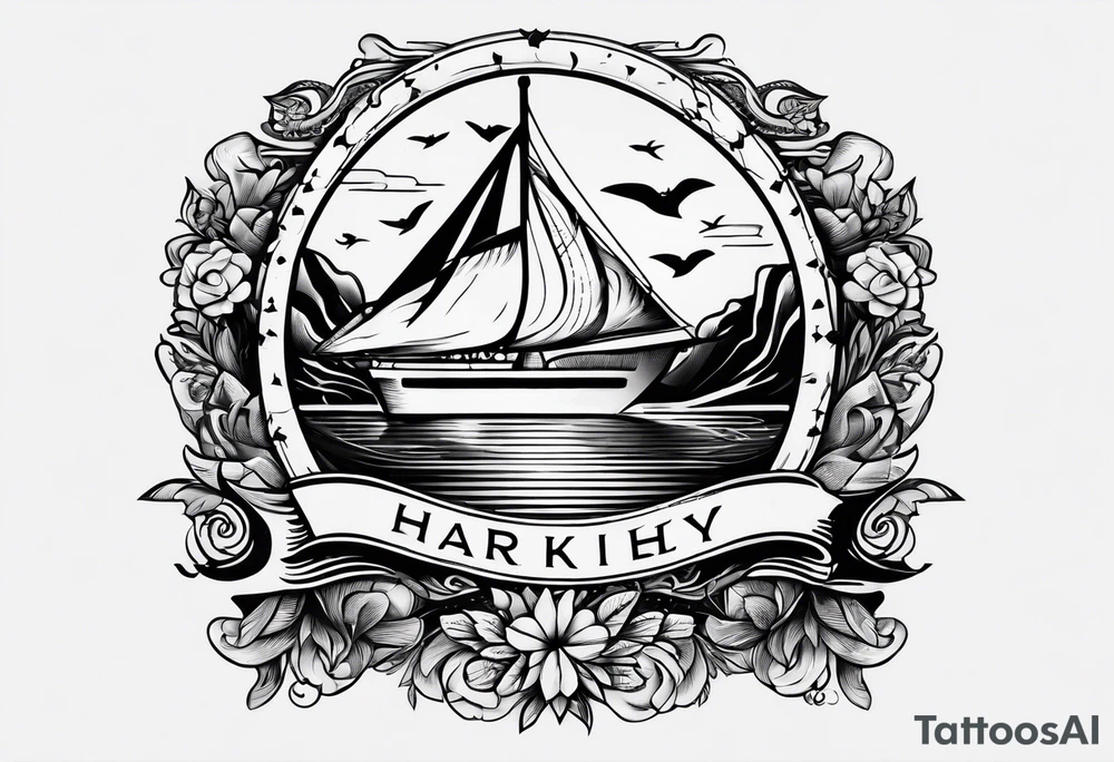 Vintage style tattoo with the word, "HARK" tattoo idea
