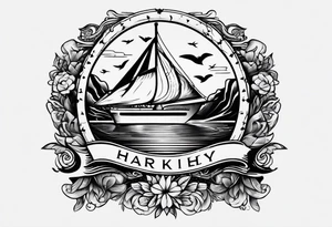 Vintage style tattoo with the word, "HARK" tattoo idea