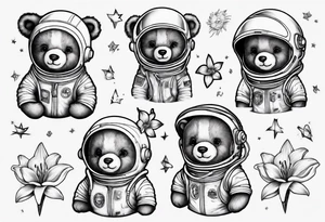 Teddy bear astronaut Lily tattoo idea