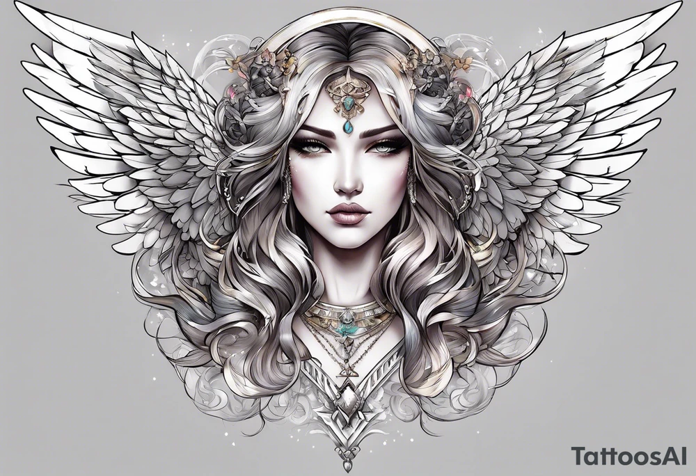 Arc angel with wings tattoo idea