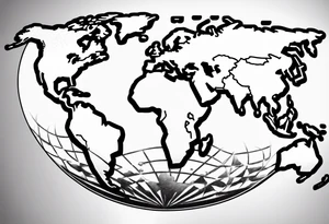 world map breaking like glass ball tattoo idea