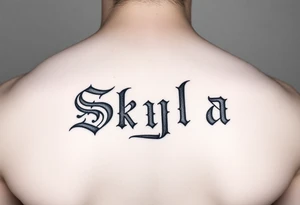 The word Skyla in old English tattoo idea