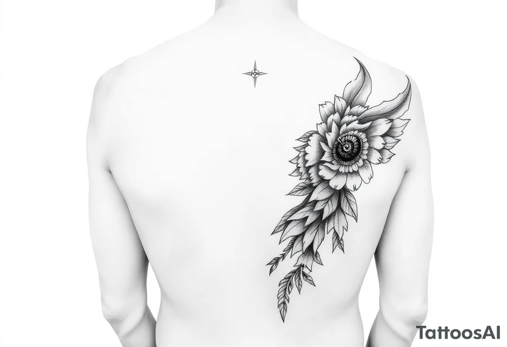 Female leg sleeve theme karma tattoo idea