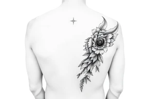 Female leg sleeve theme karma tattoo idea