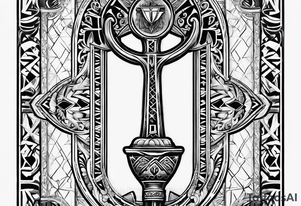 ankh mixed with Libra Zodiac Sign tattoo idea