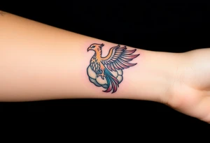 A phoenix rising out of a brain colorful tattoo idea