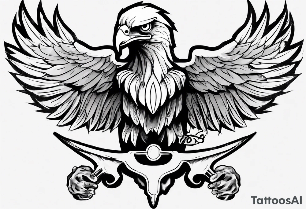Eagle with a joint in its mouth tattoo idea