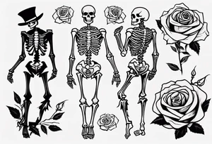 Dancing skeleton off a rose tattoo idea