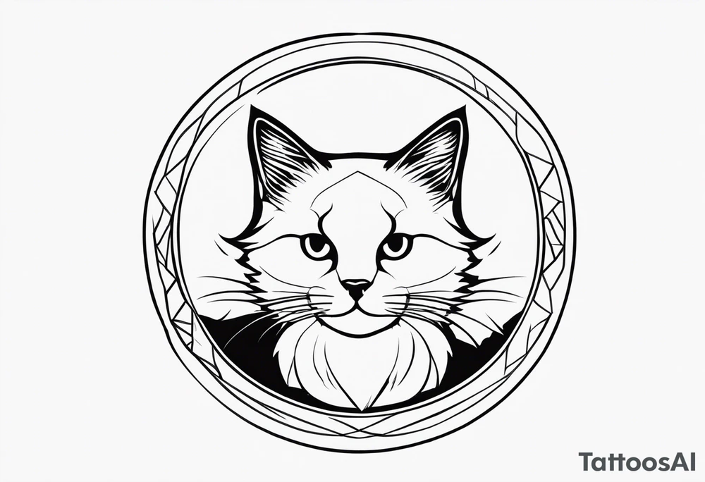 un gatito delicado dentro de un círculo tattoo idea