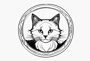 un gatito delicado dentro de un círculo tattoo idea