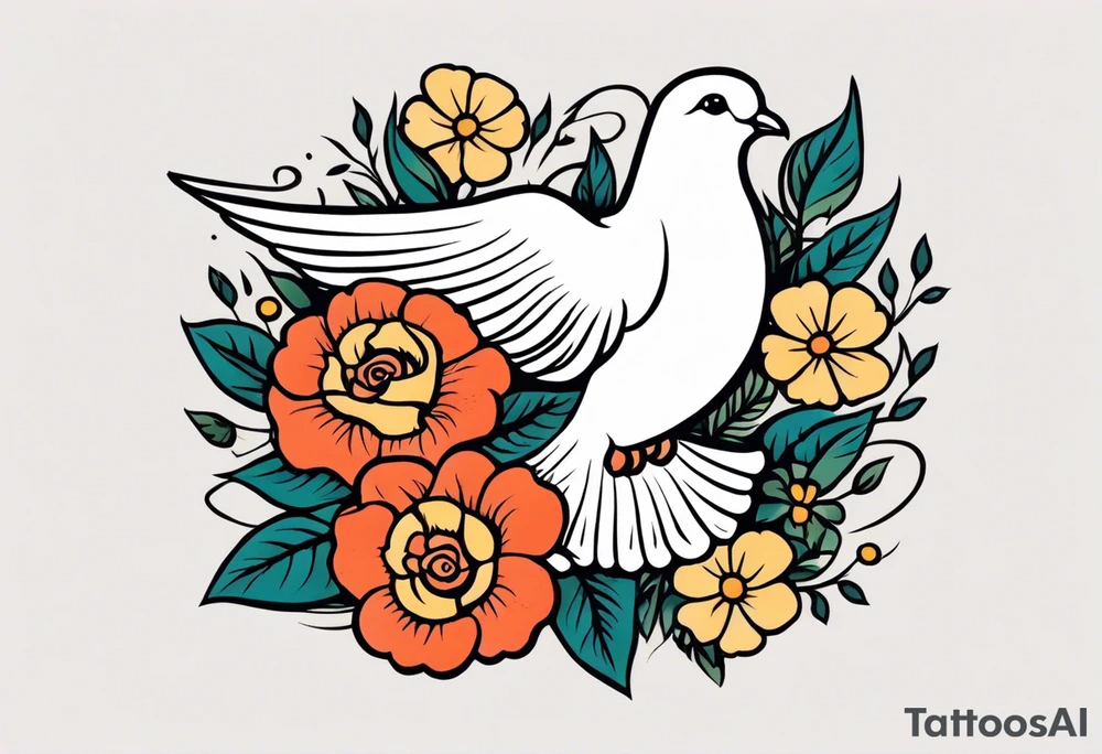 dove

vintage tattoo style old school traditional bold color simple with flowers surrounded tattoo idea