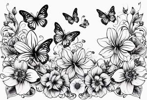 fine line flowers, minor geometric aspects, butterflies, vines. Utilize some negative space. tattoo idea