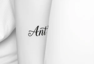 Make me a tattoo design with my husbands name Antonio stacking tattoo idea