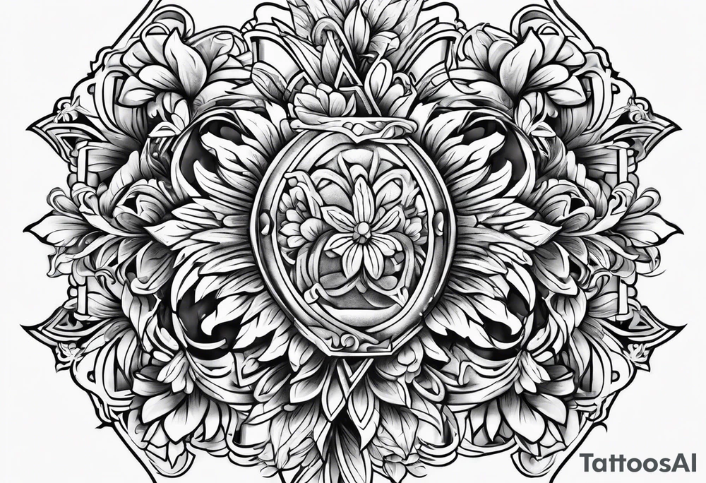 Cross with flowers tattoo idea