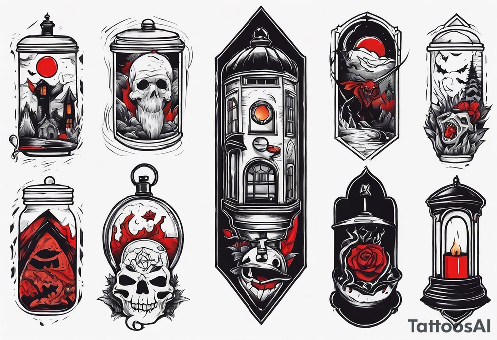 horror movie theme tattoo sleeve tattoo idea