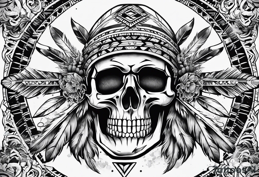 Native American Skeleton Arrow Burial tattoo idea