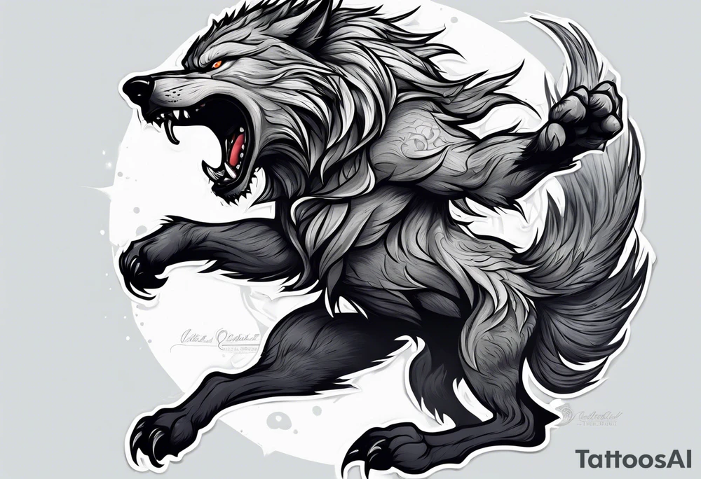 leaping werewolf tattoo idea