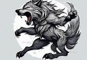 leaping werewolf tattoo idea