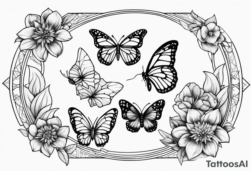 November, December, June, December birth flowers, butterfly, suicide ribbon tattoo idea