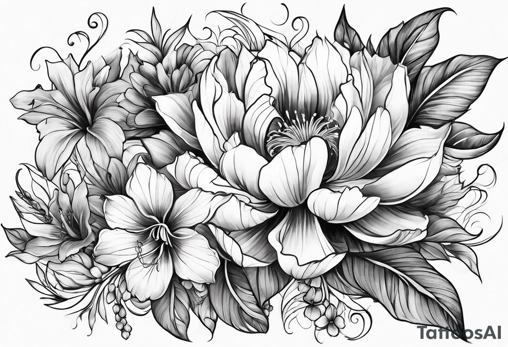Flowers and plants tattoo idea