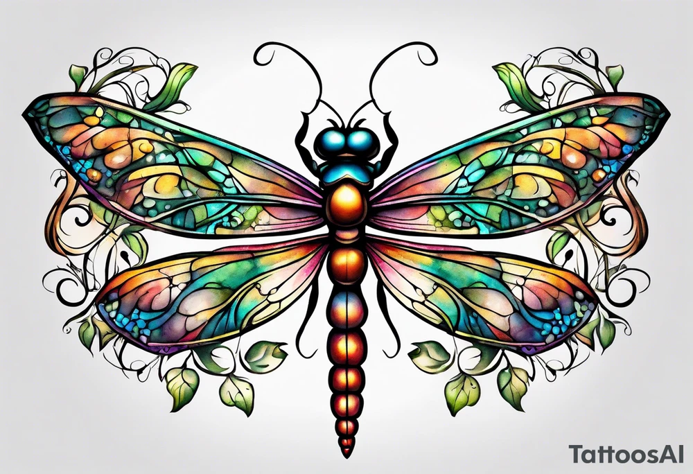 dragonfly vine hip tattoo idea