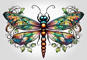 dragonfly vine hip tattoo idea