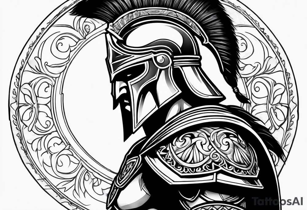 Spartan warrior shoulders and up tattoo idea