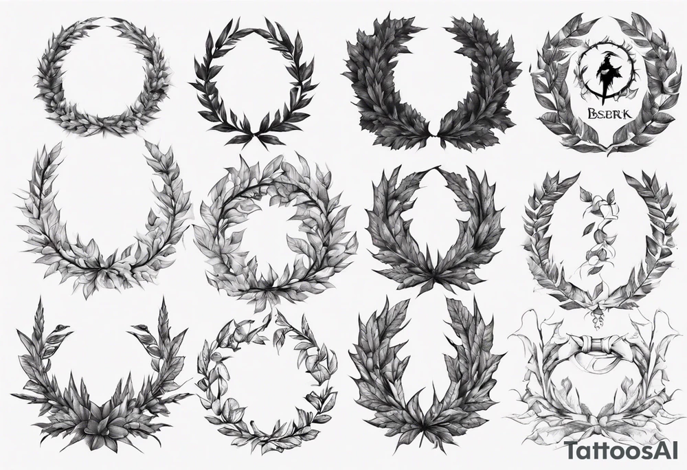 Berserk brand wreath leaves tattoo idea
