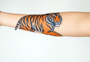 a full color cubism style 
full body tiger illustration tattoo idea