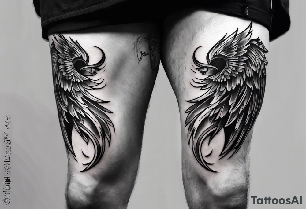 wings tattoo in leg for men tattoo idea