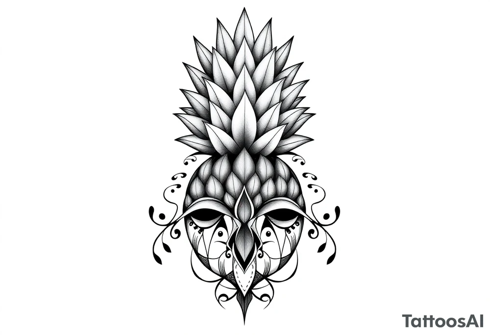 Bushy crown pineapple vagina, design to go over vagina , erotic vagina area design, anus to be at the bottom tattoo idea