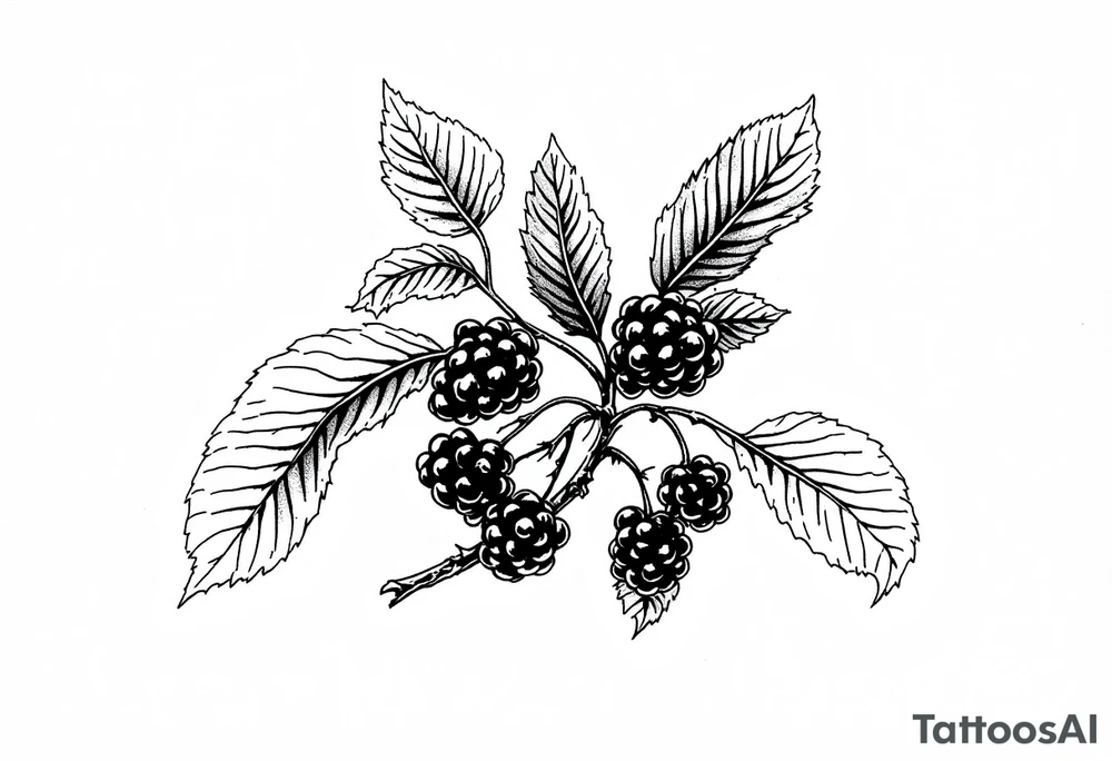 American traditional style Blackberry branch tattoo idea