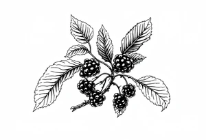 American traditional style Blackberry branch tattoo idea