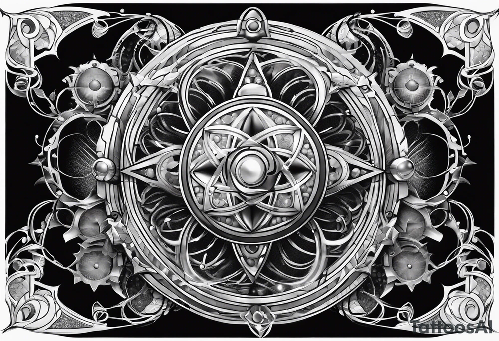 atom with quantum electron cloud tattoo idea