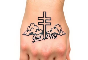 God got me with cross and clouds in background tattoo idea