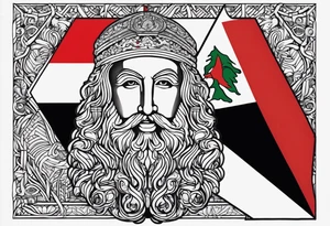 I want to create a small side neck tattoo which combines elements from lebanon's flag and german ancestry tattoo idea