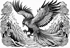 traditional Japanese phoenix no background tattoo idea