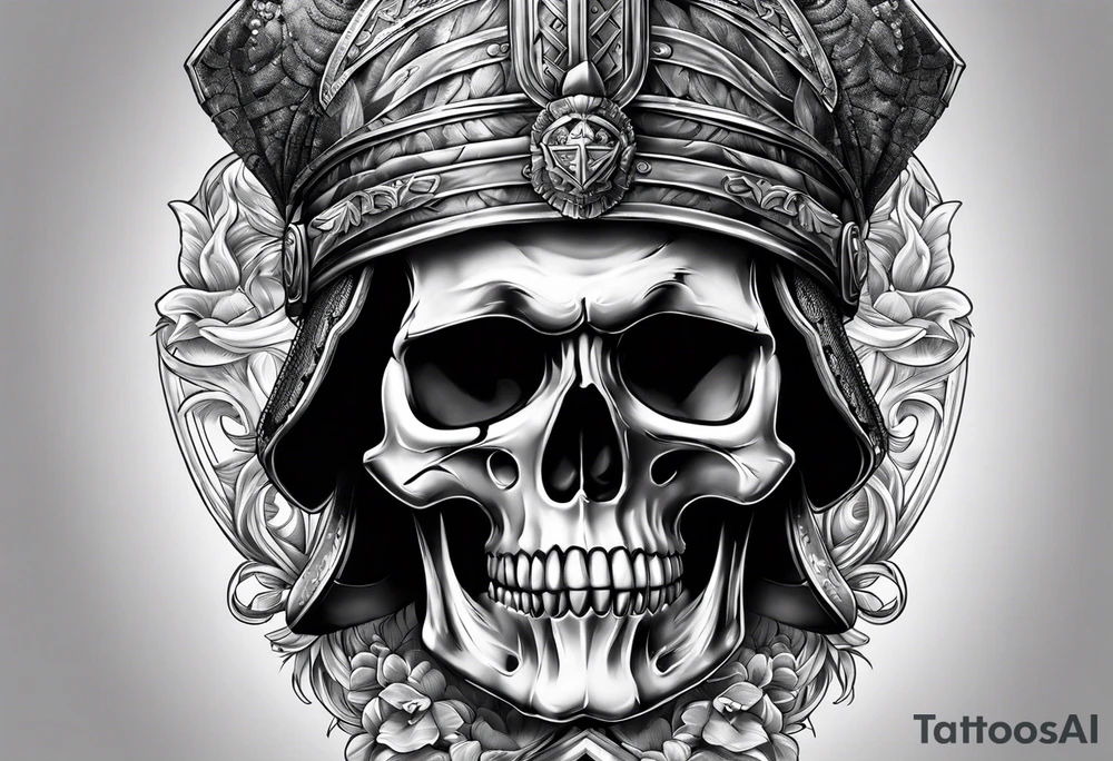 roman soldier skull tattoo idea