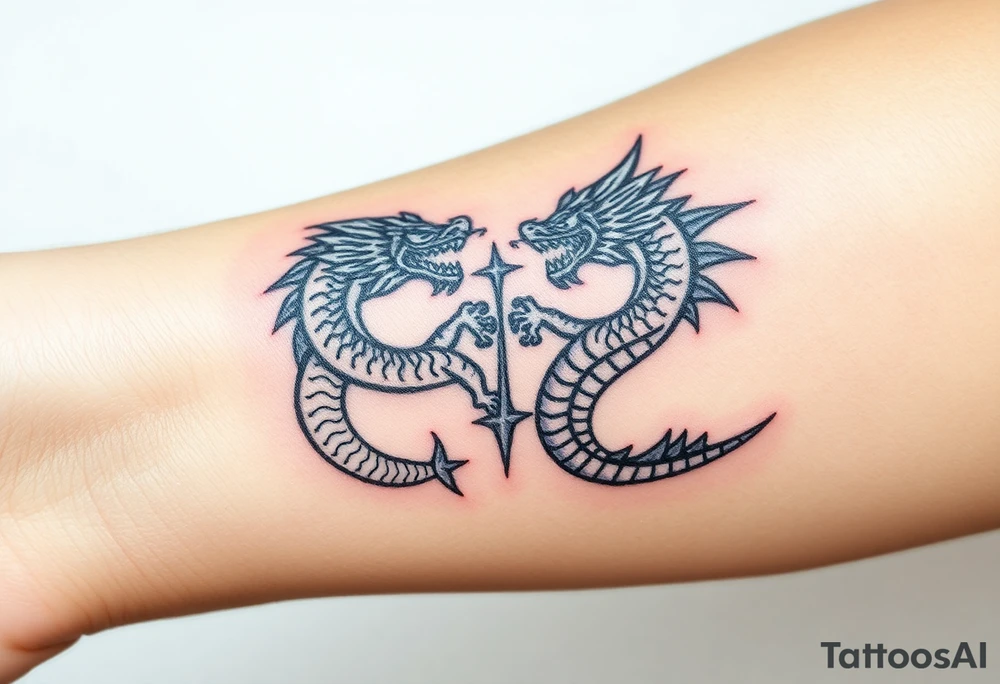 2 dragons symbolizing inner conflict tattoo idea