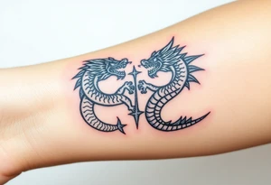 2 dragons symbolizing inner conflict tattoo idea