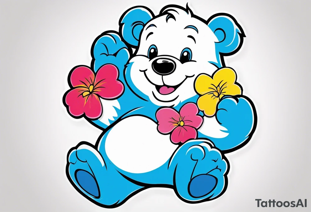 Care bear with smurf tattoo idea