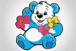 Care bear with smurf tattoo idea