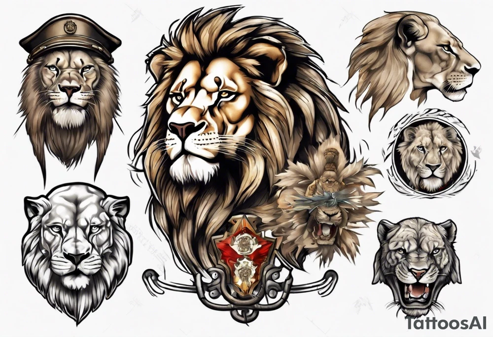 a soldier with a lion tattoo idea