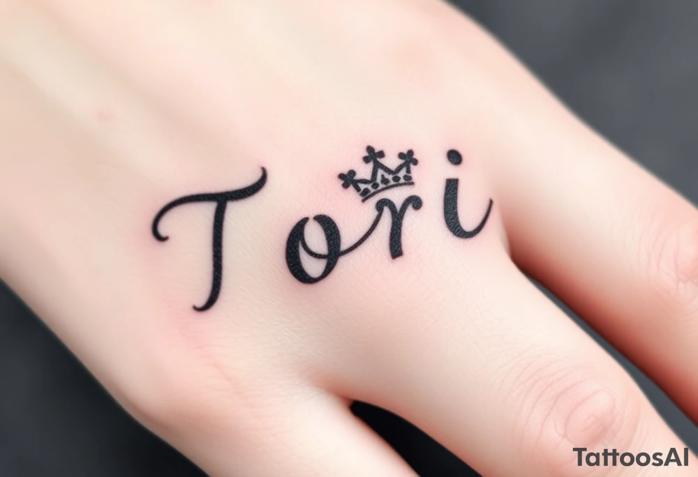 the name Tori with a sexy crown tattoo idea