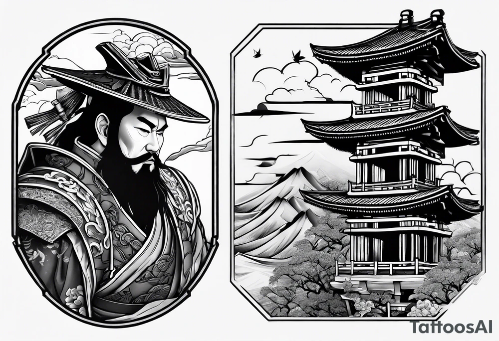 ronin and tower tattoo idea