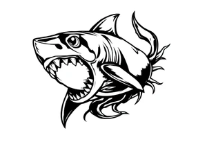 Masculine strong shark flowing tattoo idea