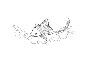 traditional koi fish swimming upstream through turbulent waves tattoo idea